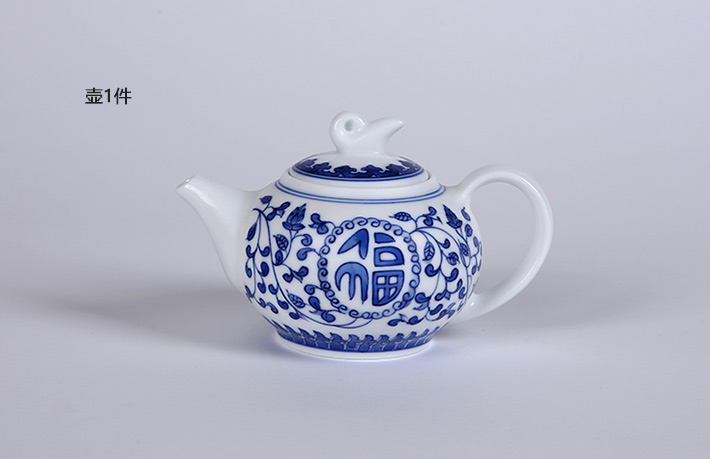 8头手绘功夫茶具福寿绵延-产品中心-景德镇陶瓷集团有限责任公司