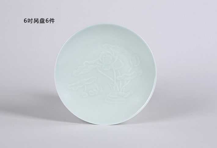 32头影青镌刻餐具荷花-产品中心-景德镇陶瓷集团有限责任公司